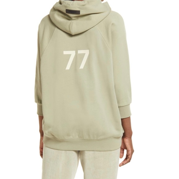 NWT Women’s Medium Fear Of God Essentials French Terry 3/4 Sleeve Hoodie Seafoam - Picture 5 of 13
